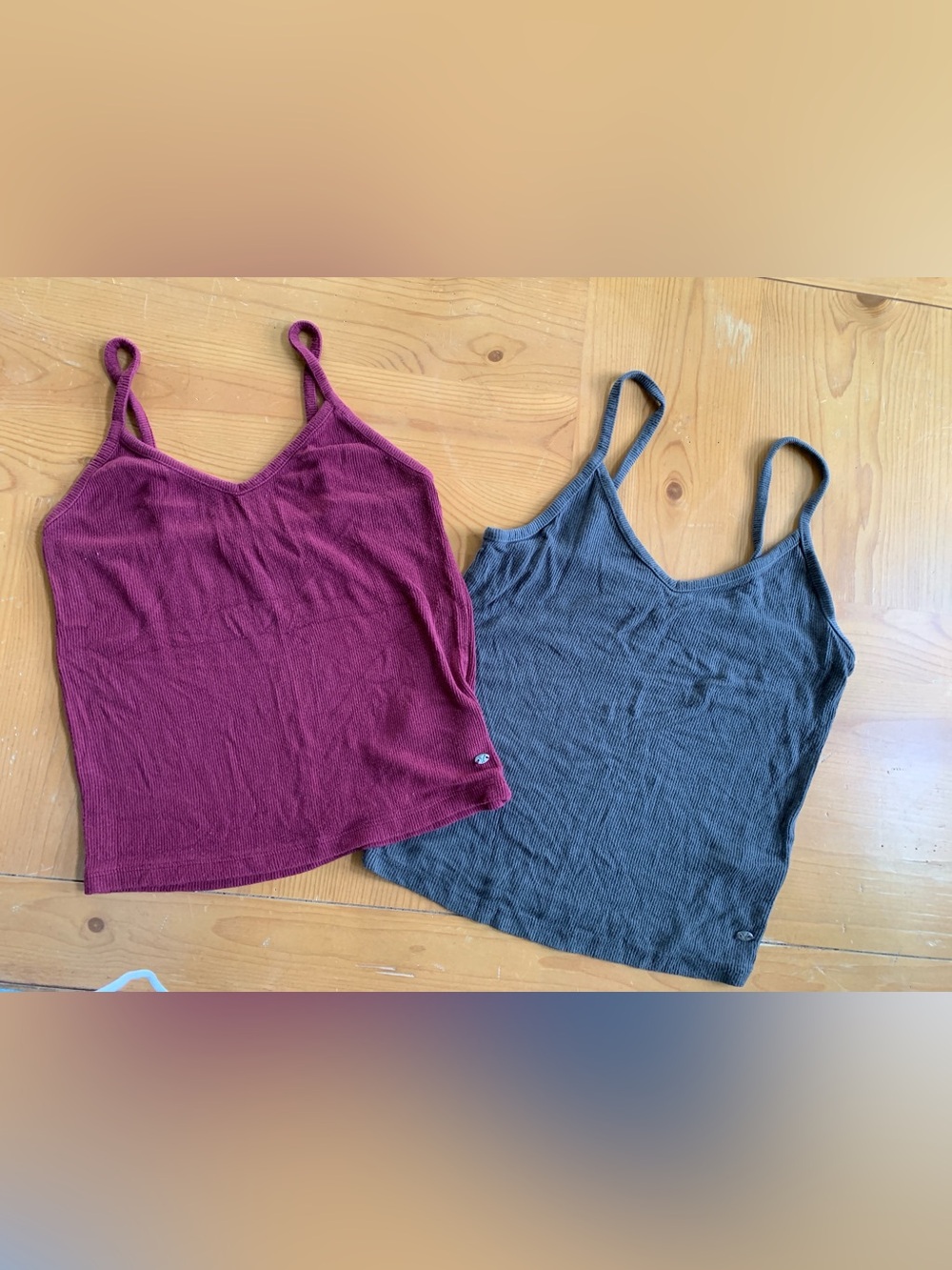 American Eagle Outfitters Ribbed Tank Duo - Burgundy & Charcoal